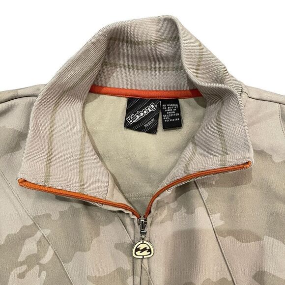 Billabong Jacket Zip Up Tan Camo Stand Up Collar Logo Men's M Pockets Sweater - Picture 4 of 13